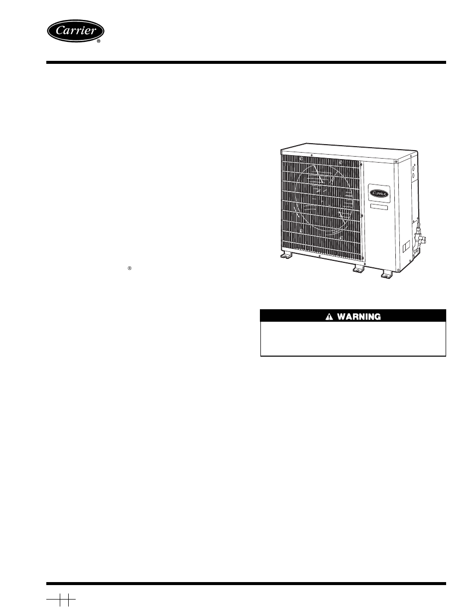 Carrier LIGHT COMMERCIAL CONDENSING UNITS 38HDL018-060 User Manual | 12 pages