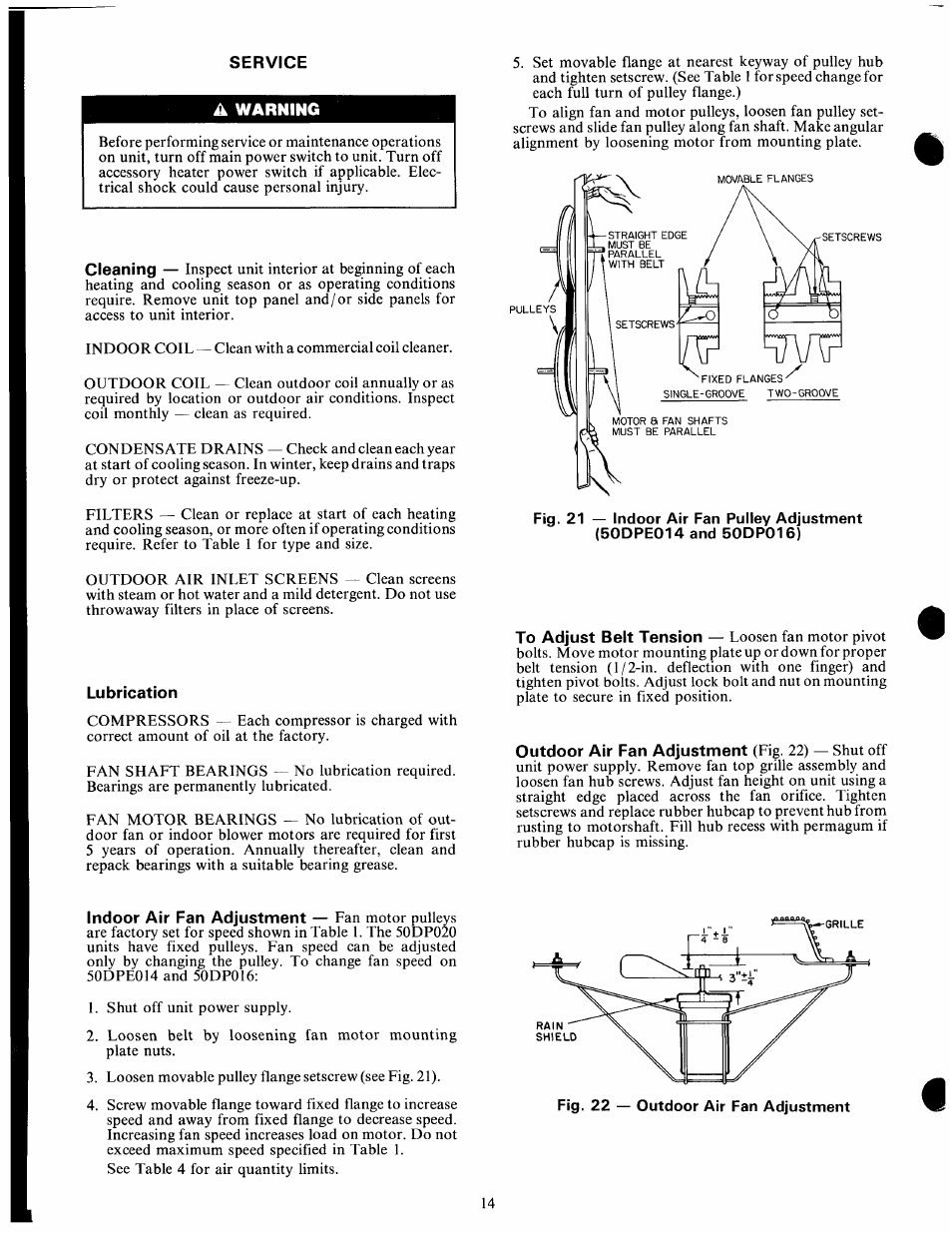 A warnihg | Carrier 50DPE014 User Manual | Page 14 / 16