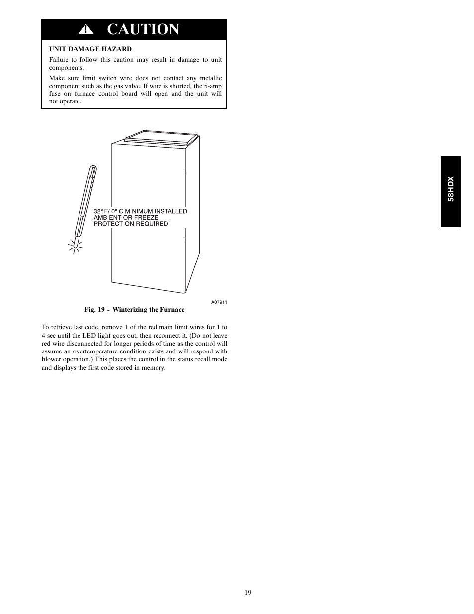 Caution | Carrier 58HDX User Manual | Page 19 / 22