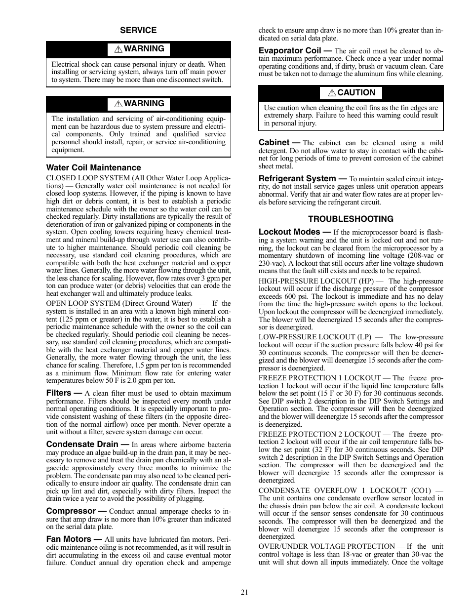 Carrier AQUAZONE 50VS User Manual | Page 21 / 24