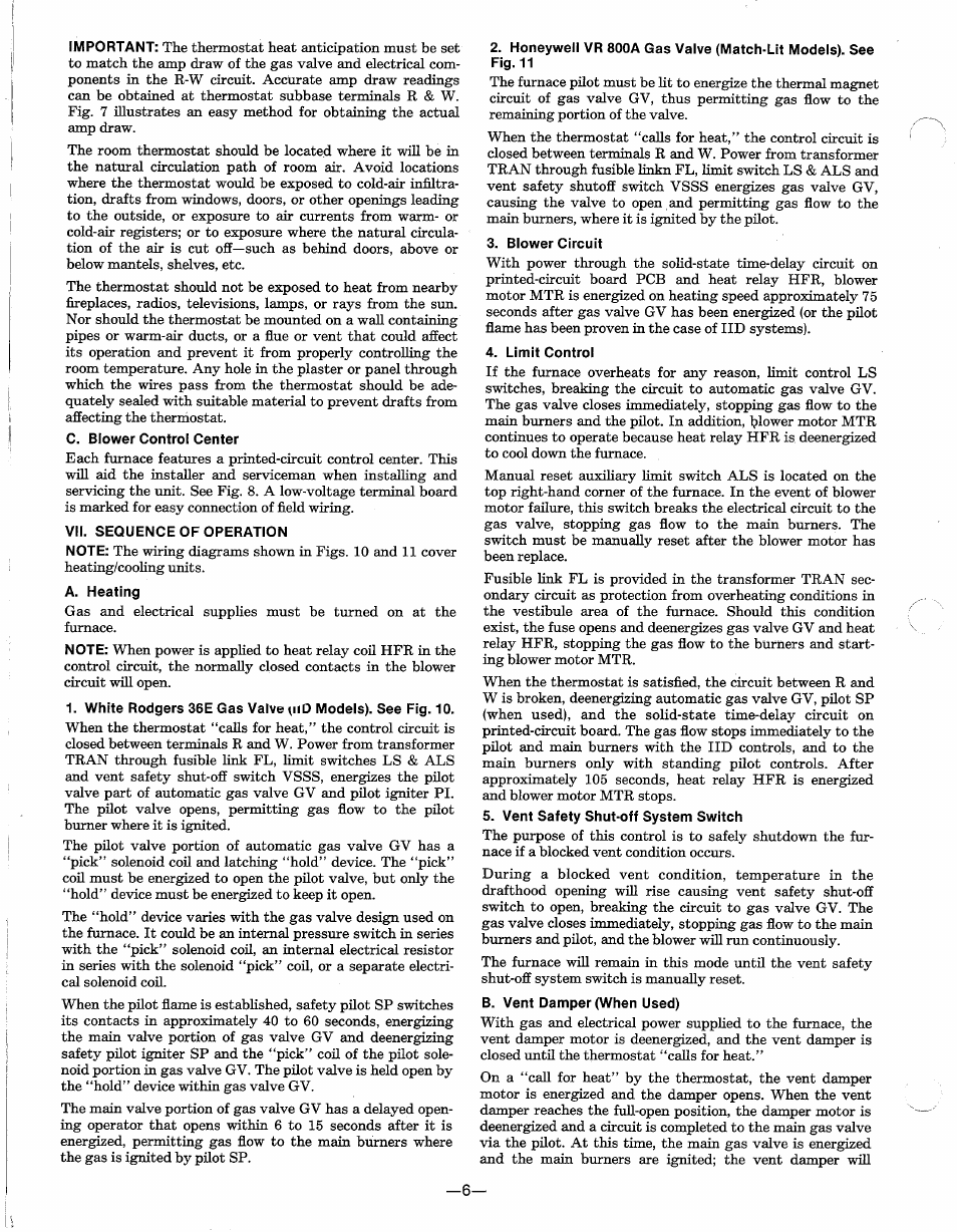 Vii. sequence of operation, Blower circuit, Limit control | Vent safety shut-off system switch | Carrier 58DP User Manual | Page 7 / 10