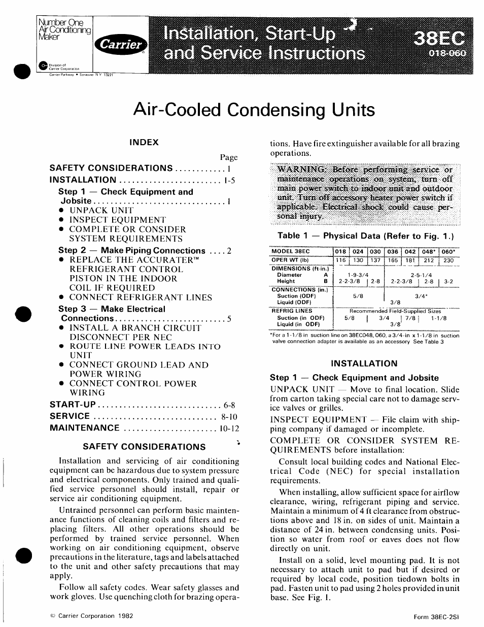 Carrier 38EC User Manual | 12 pages