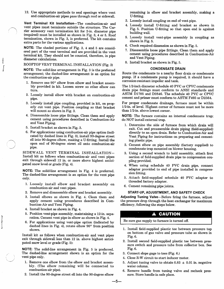 A caution | Carrier 58SX040-IBC User Manual | Page 5 / 8