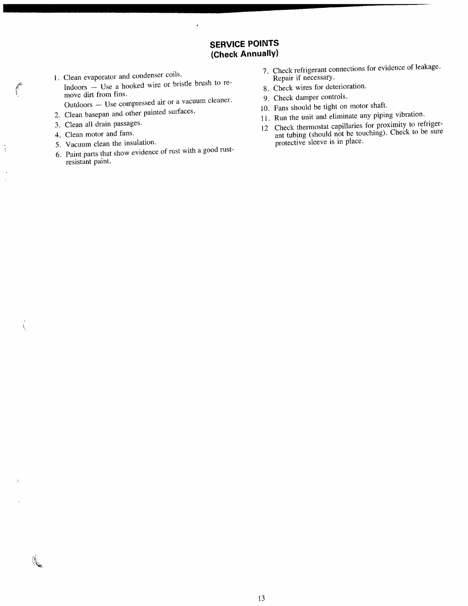 Service points (check annually) | Carrier 73Y User Manual | Page 13 / 15