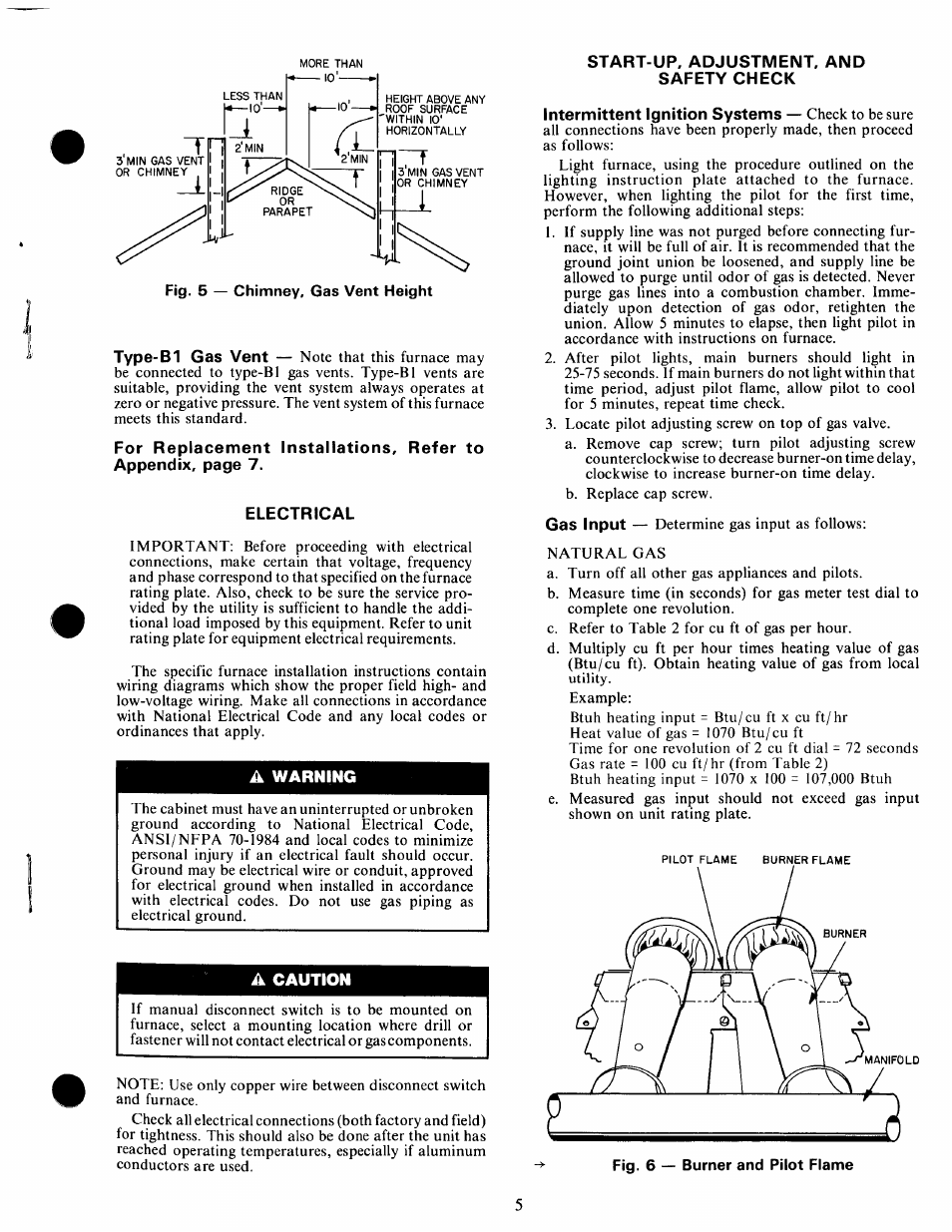 Electrical, A warning, A caution | Start-up, adjustment, and safety check | Carrier 58SS/DH User Manual | Page 5 / 8