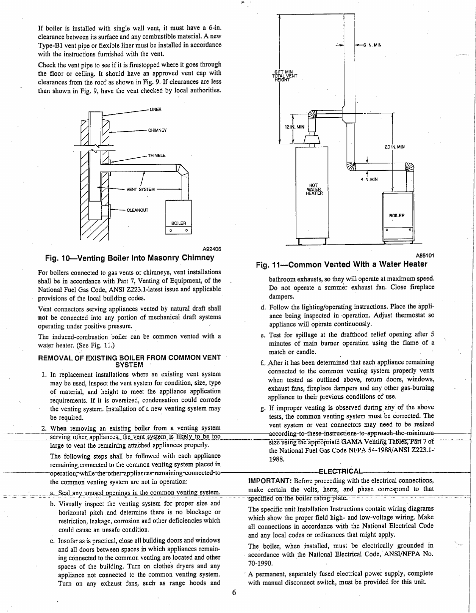 Fig. 10—venting boiler into masonry chimney | Carrier 61SW User Manual | Page 6 / 10