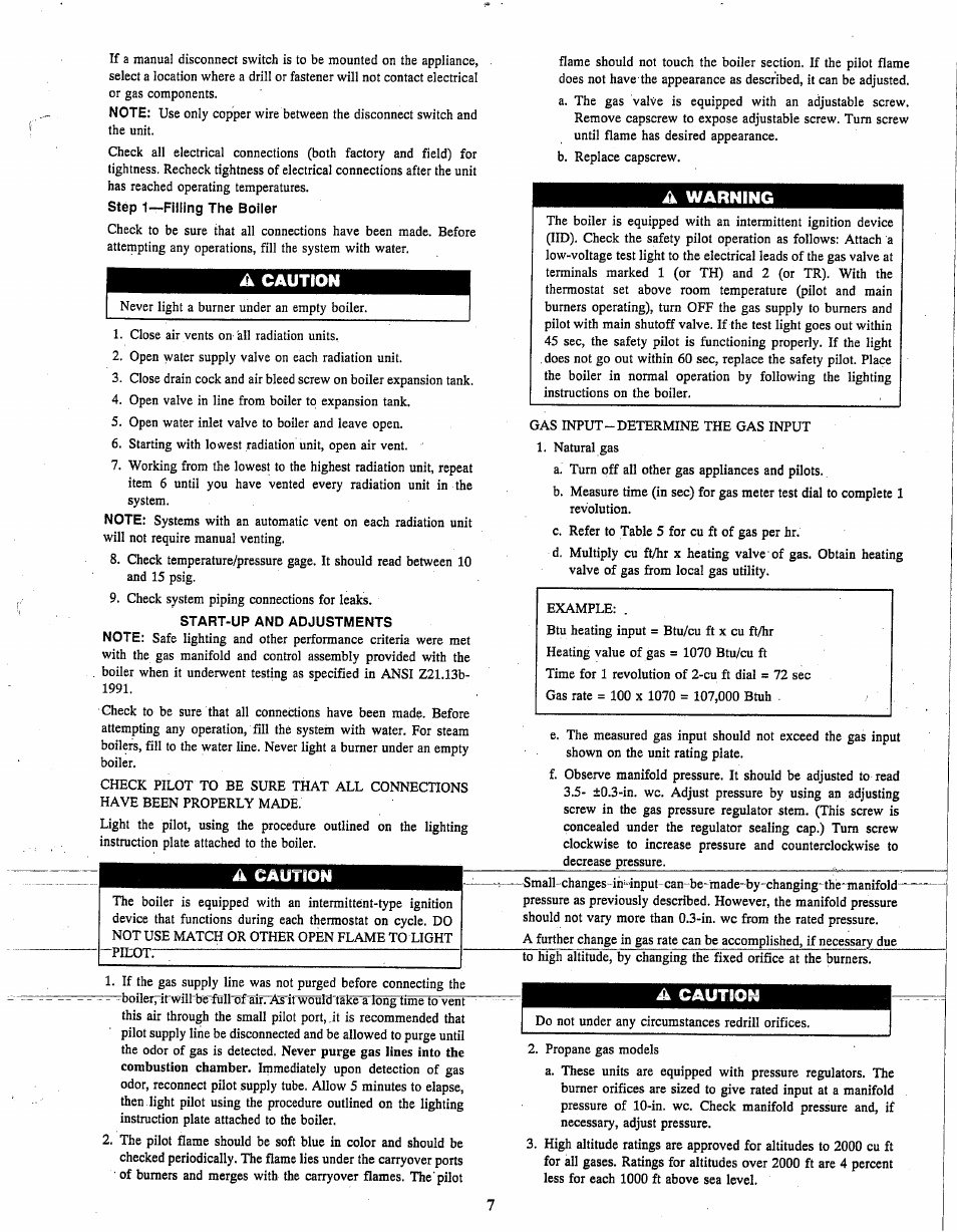 A caution, A warning, Caution | Warning | Carrier 61SW User Manual | Page 7 / 10