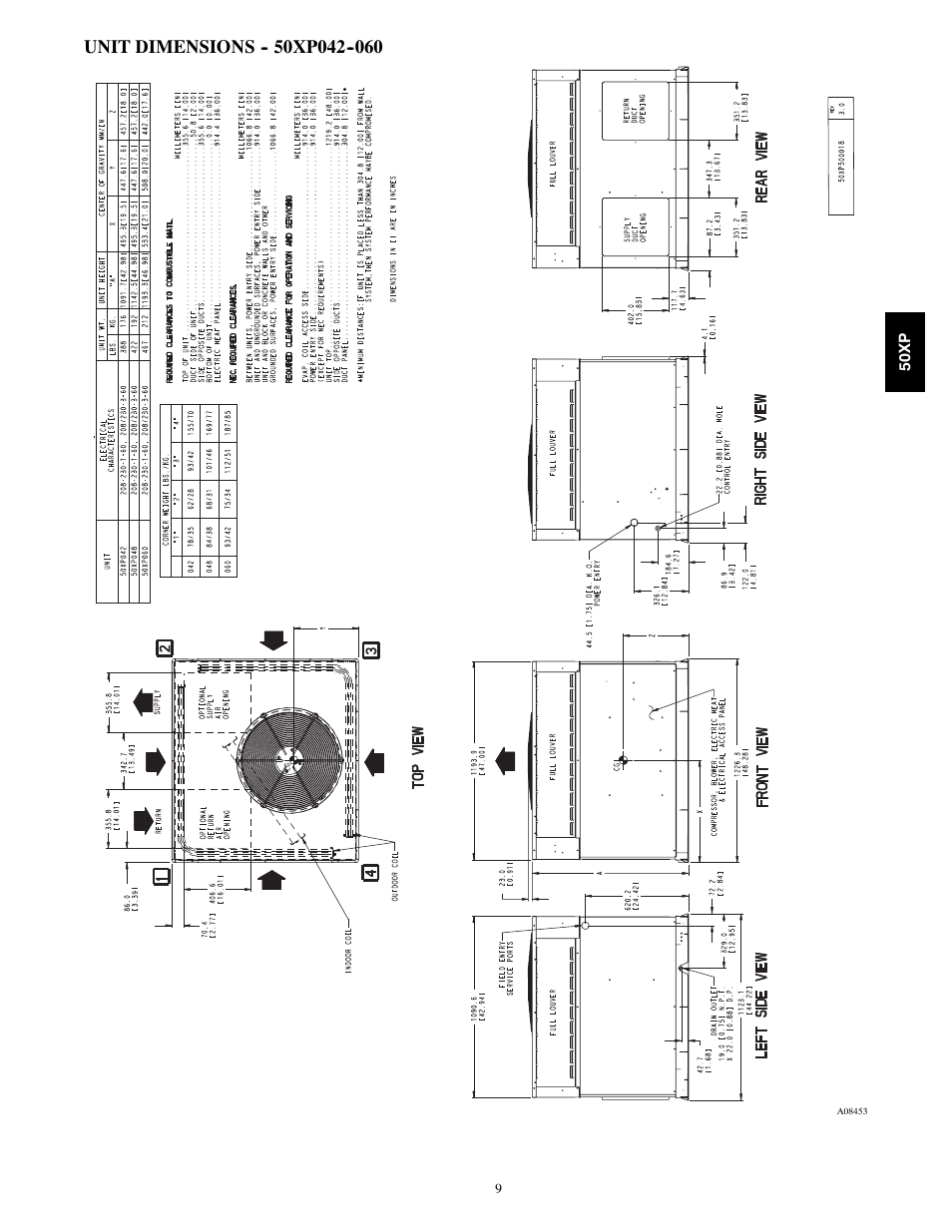Unit dimensions xp042 | Carrier 50XP User Manual | Page 9 / 24