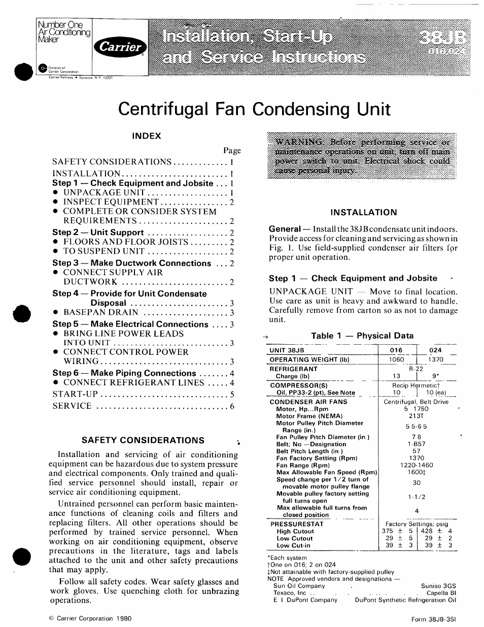 Carrier 38JB User Manual | 6 pages