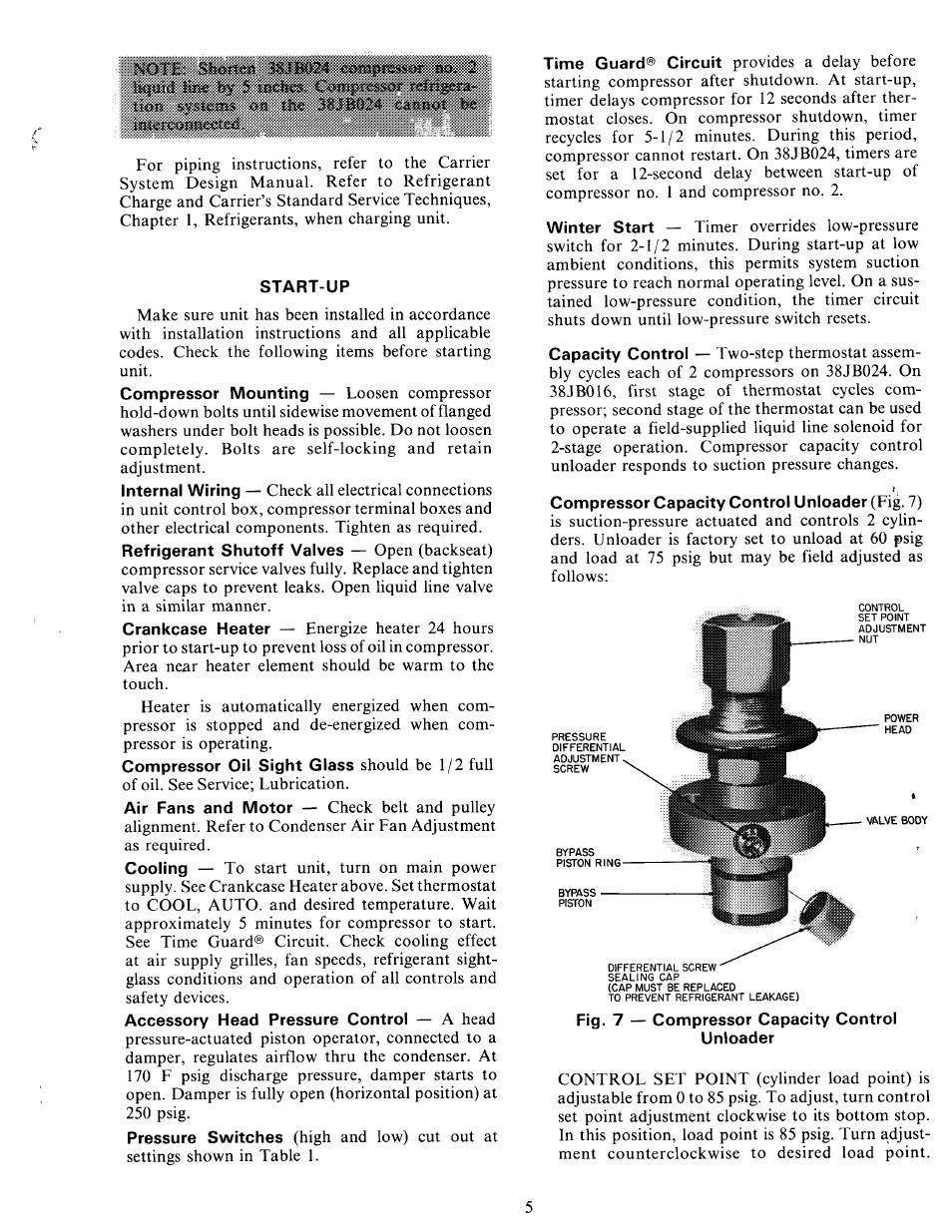 Start-up | Carrier 38JB User Manual | Page 5 / 6
