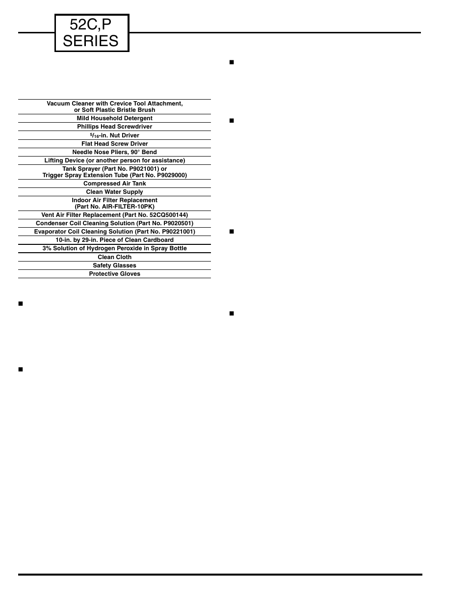 52c,p series, Tools needed, Monthly cleaning | Carrier P User Manual | Page 10 / 52