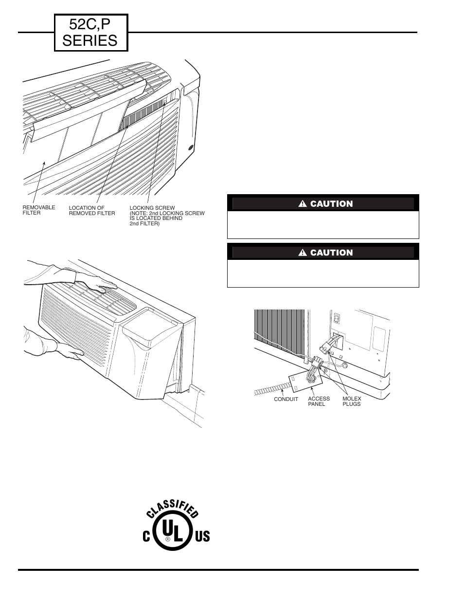 52c,p series, Open the control box, Remove the unit from the wall sleeve | Carrier P User Manual | Page 4 / 52