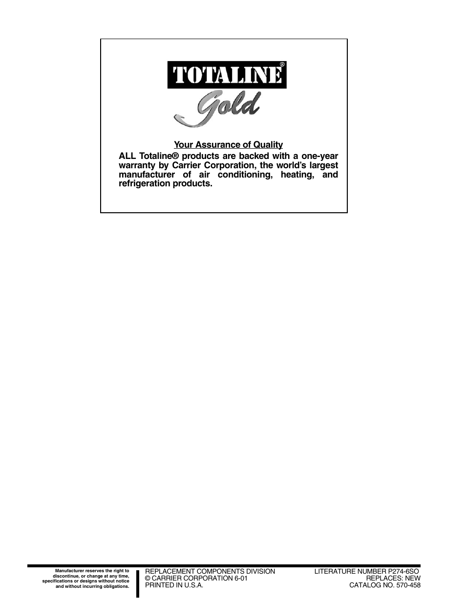 Carrier TOTALINE GOLD P274-0150 User Manual | Page 4 / 4