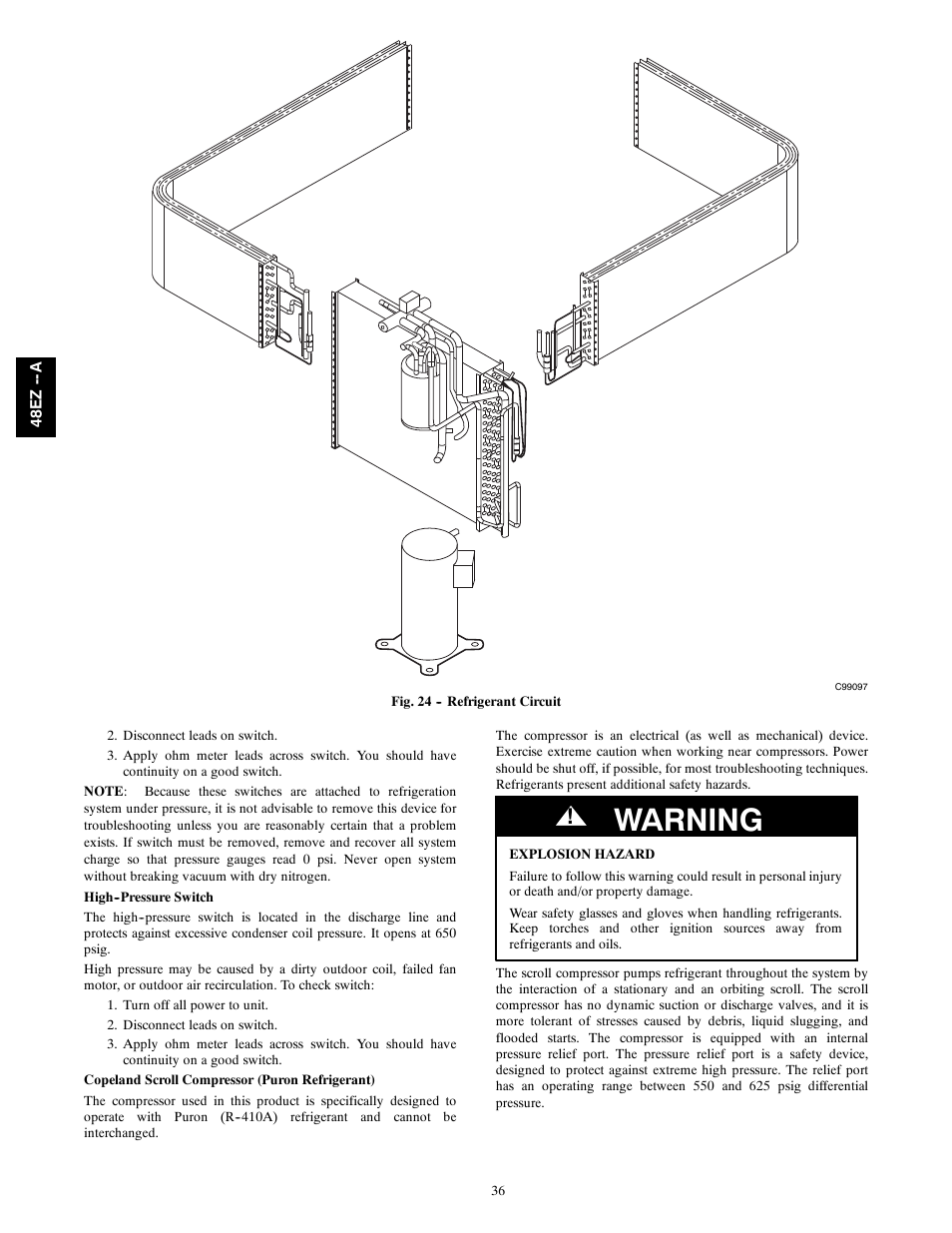 Warning | Carrier 48EZ(N)-A User Manual | Page 36 / 41