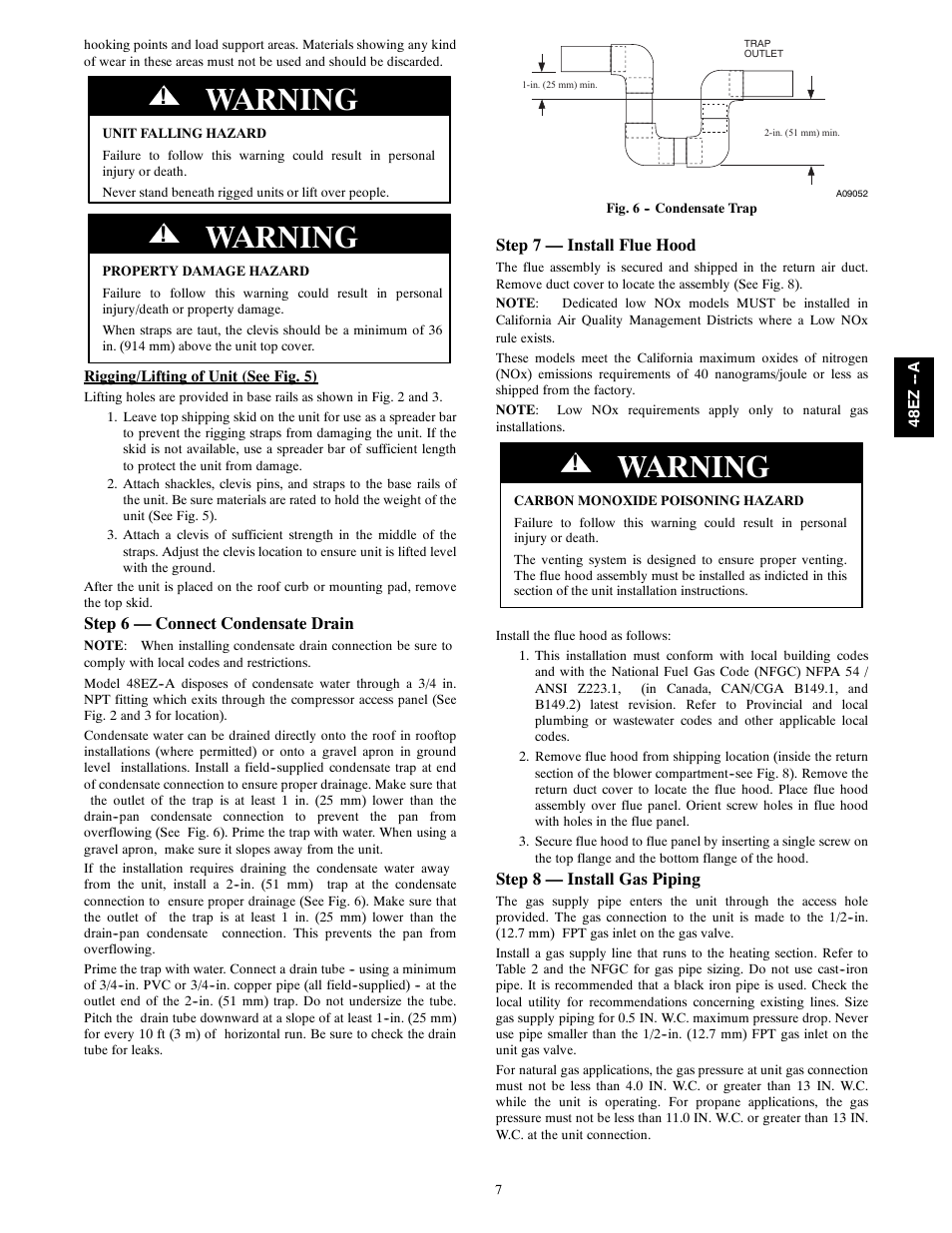 Warning | Carrier 48EZ(N)-A User Manual | Page 7 / 41