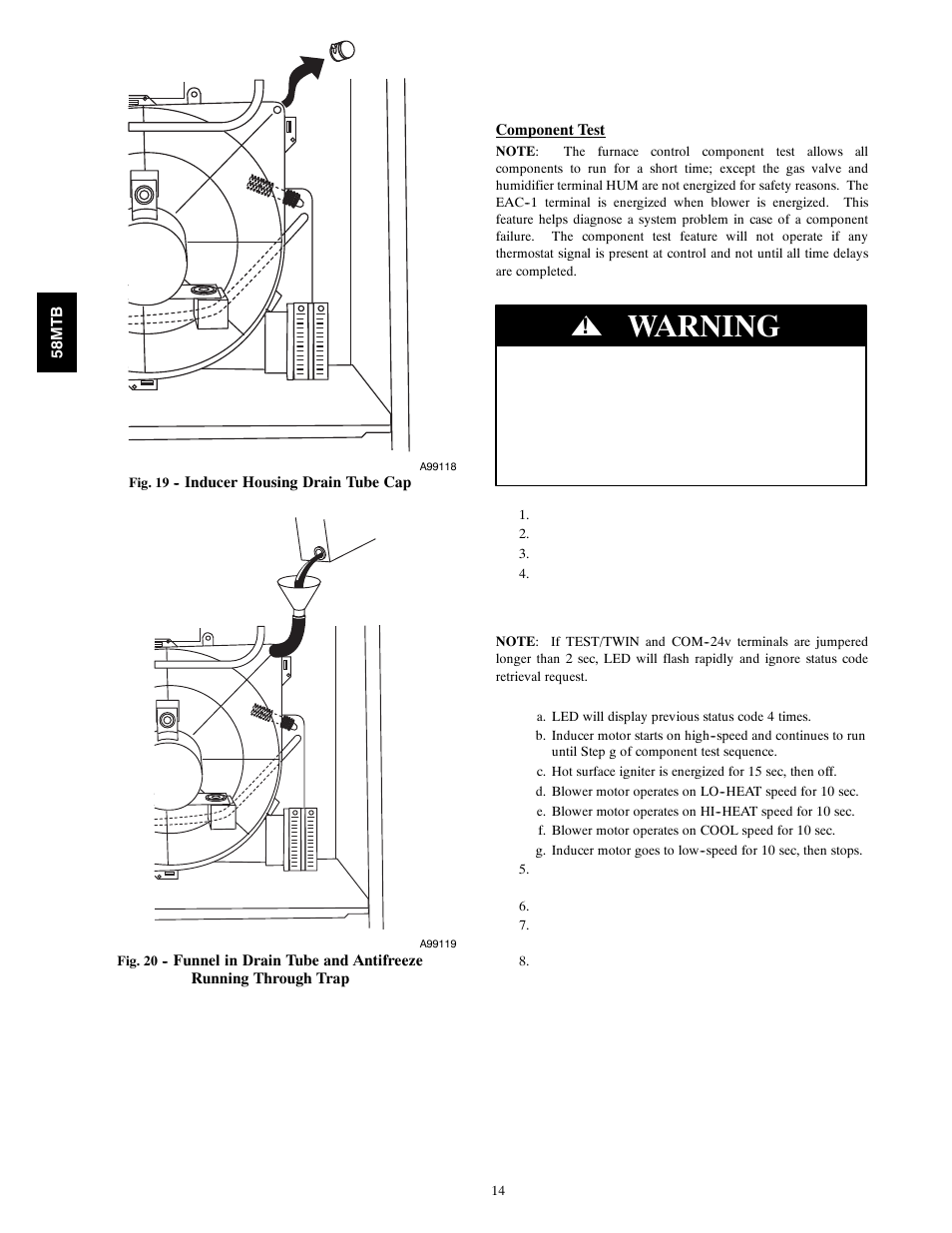 Warning | Carrier 58MTB User Manual | Page 14 / 18