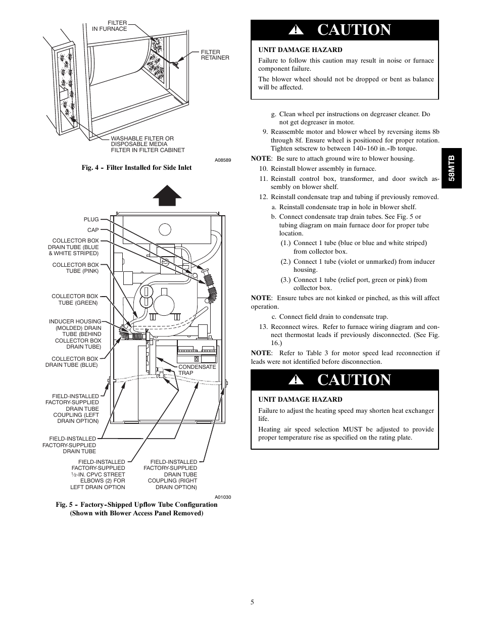 Caution | Carrier 58MTB User Manual | Page 5 / 18