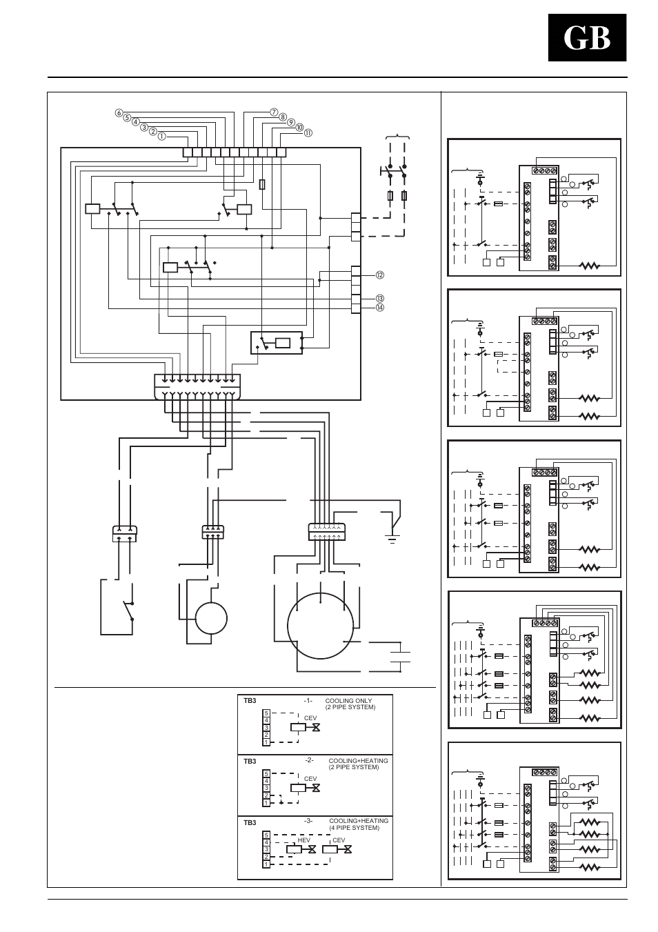 42 gw, Electric heater supply, Wiring diagram, standard version unit | Gb - 13, Pcb ifm ps, 08/10–e, 04–e / 04–h | Carrier 42GW User Manual | Page 14 / 18