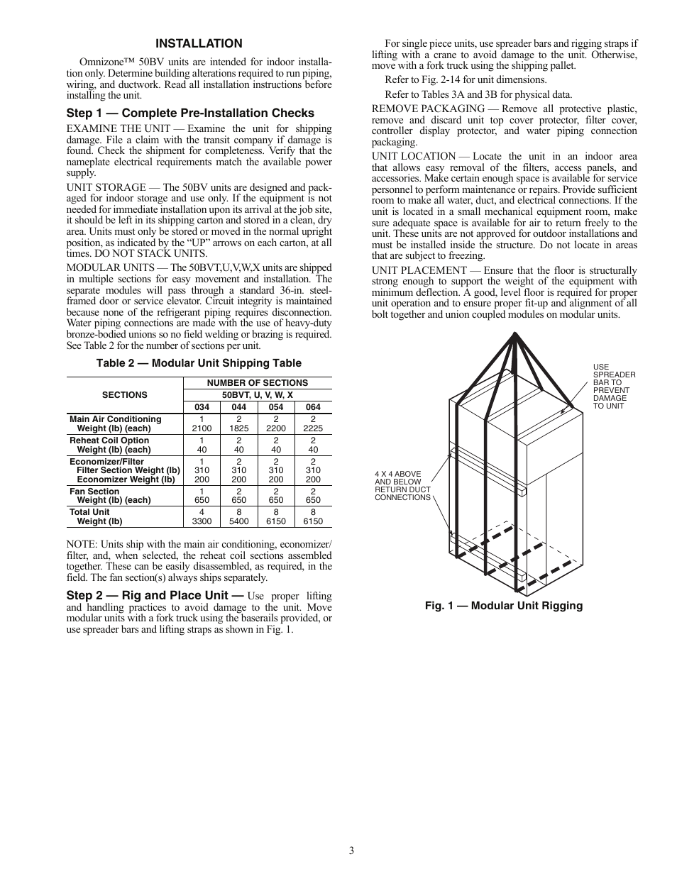 Carrier OMNIZONE 50BV020-064 User Manual | Page 3 / 68