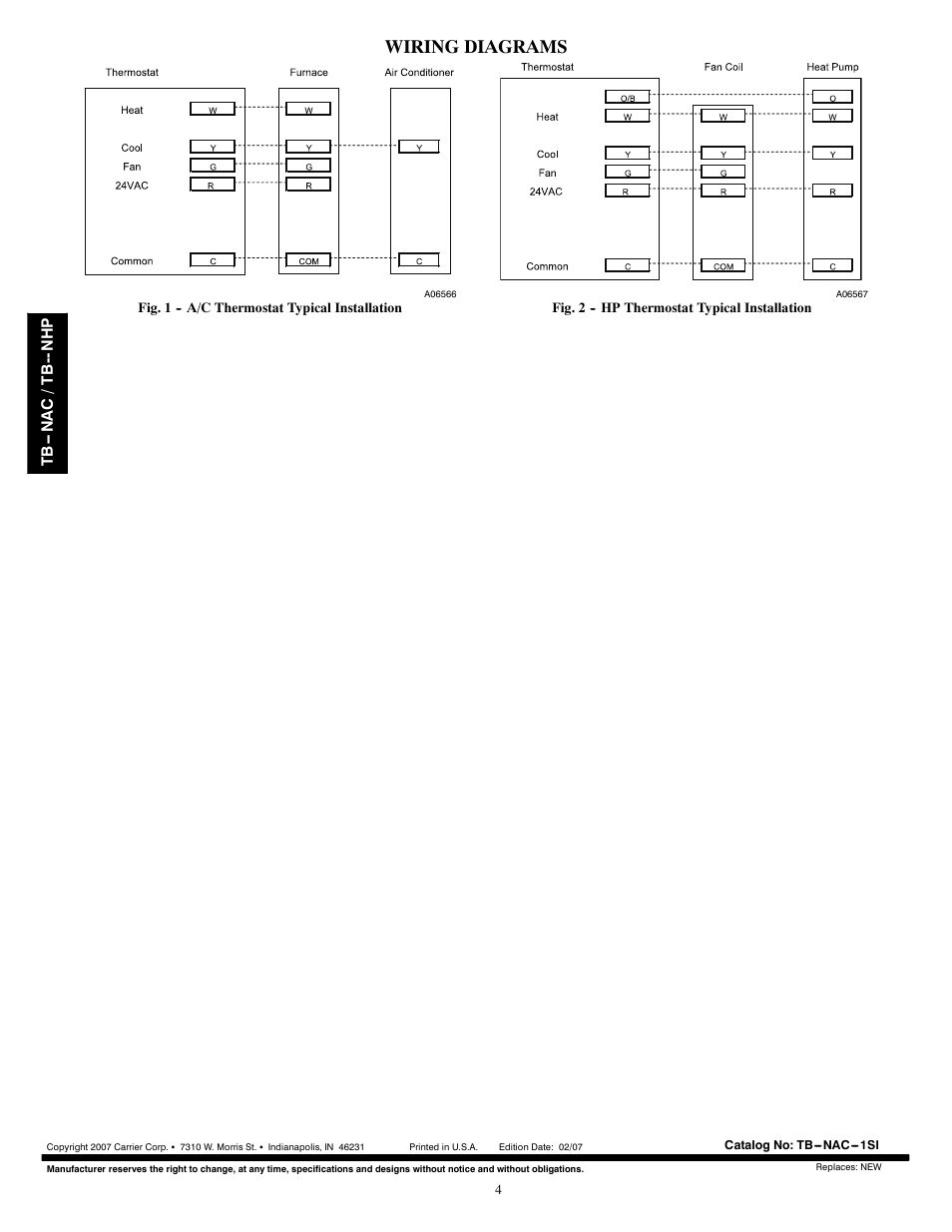 Wiring diagrams | Carrier TB-NAC User Manual | Page 4 / 6