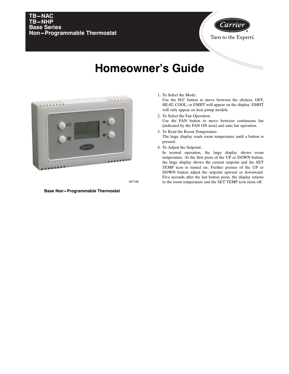Homeowner’s guide | Carrier TB-NAC User Manual | Page 5 / 6