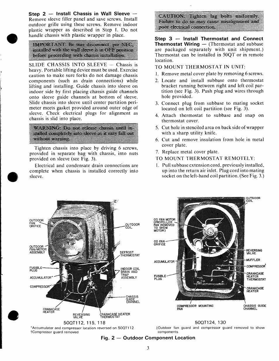 Step 3 — install thermostat and connect, Fig. 2 — outdoor component location | Carrier 50QT User Manual | Page 3 / 14