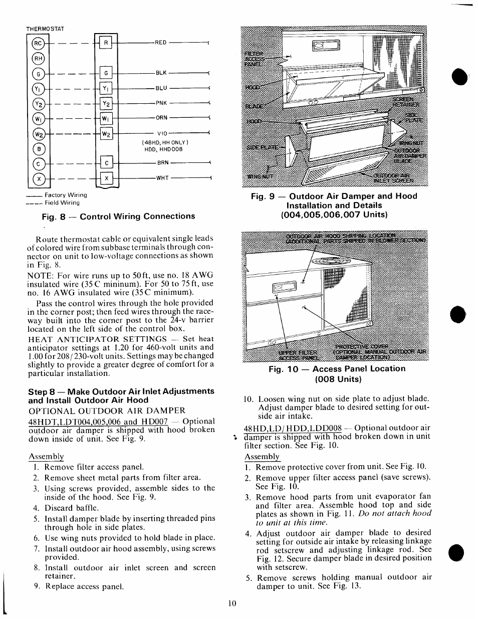 Step 8 — make outdoor air inlet adjust, Ments and install outdoor air hood | Carrier 48HDT User Manual | Page 10 / 26