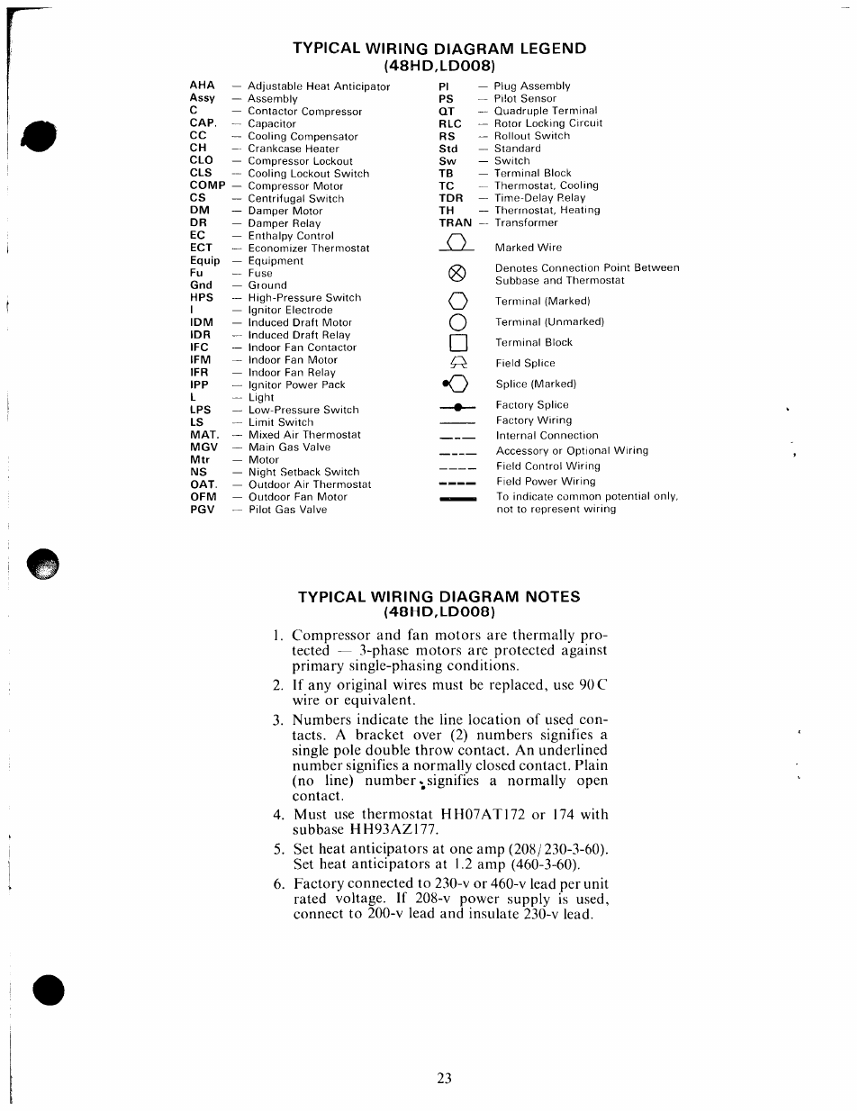Typical wiring diagram notes (48hd,ld008) | Carrier 48HDT User Manual | Page 23 / 26