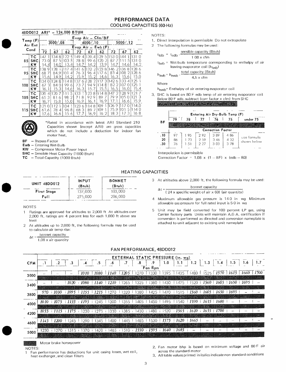 Performance data | Carrier 48DD User Manual | Page 3 / 6