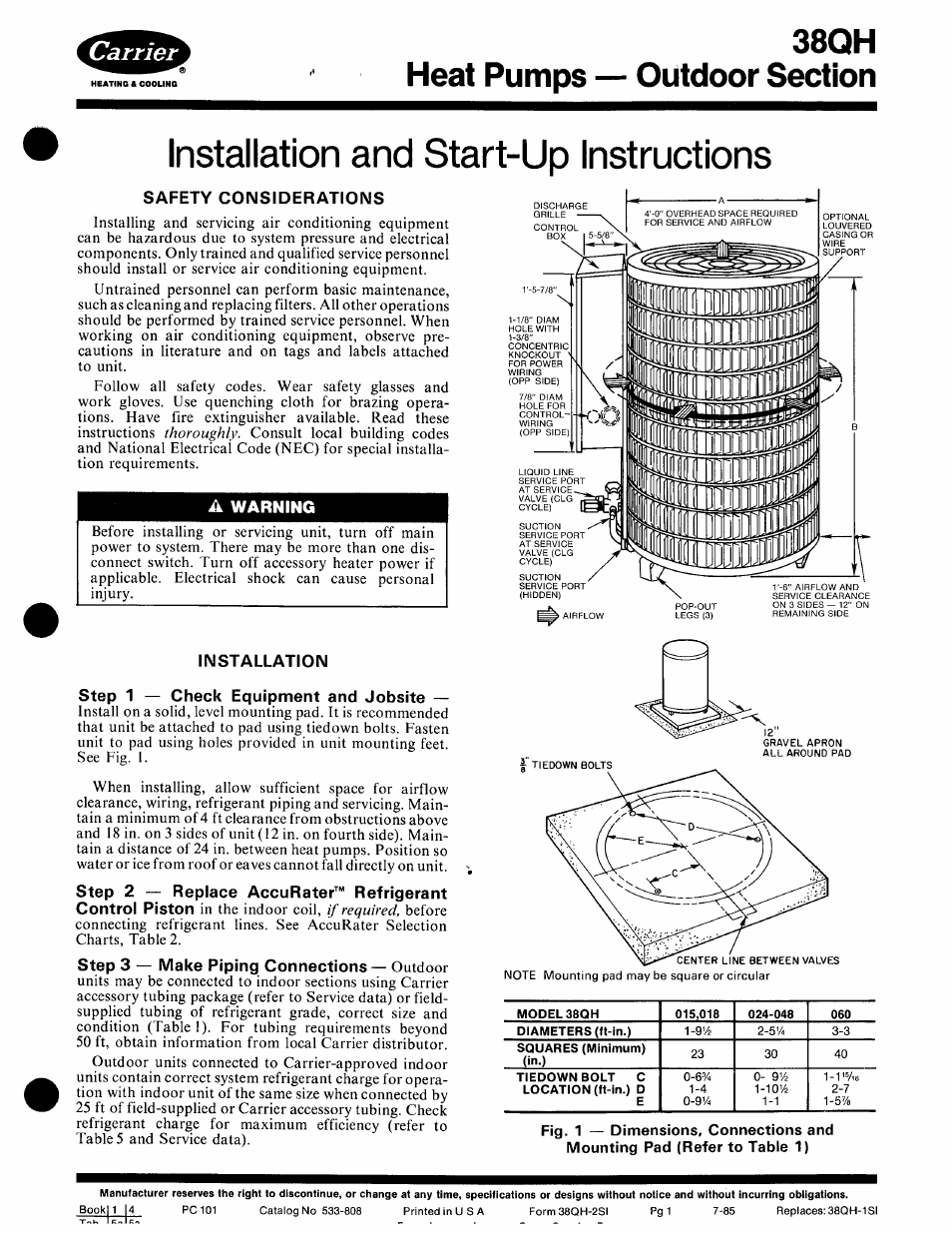 Carrier 38QH User Manual | 10 pages