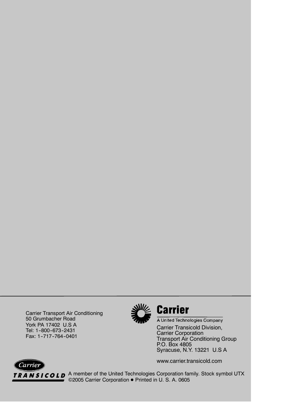 Carrier T-326 User Manual | Page 19 / 19