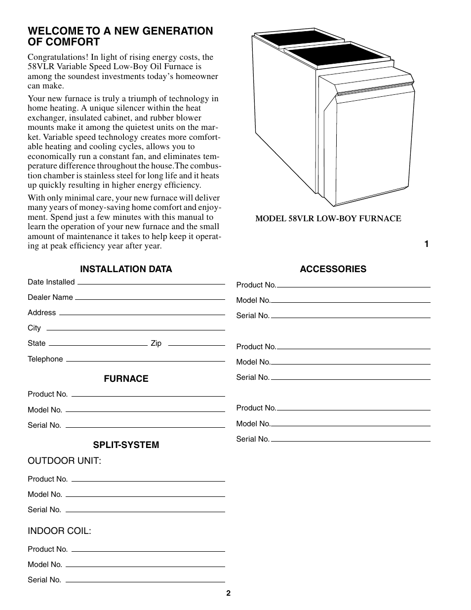 Welcome to a new generation of comfort | Carrier 58VLR User Manual | Page 2 / 8