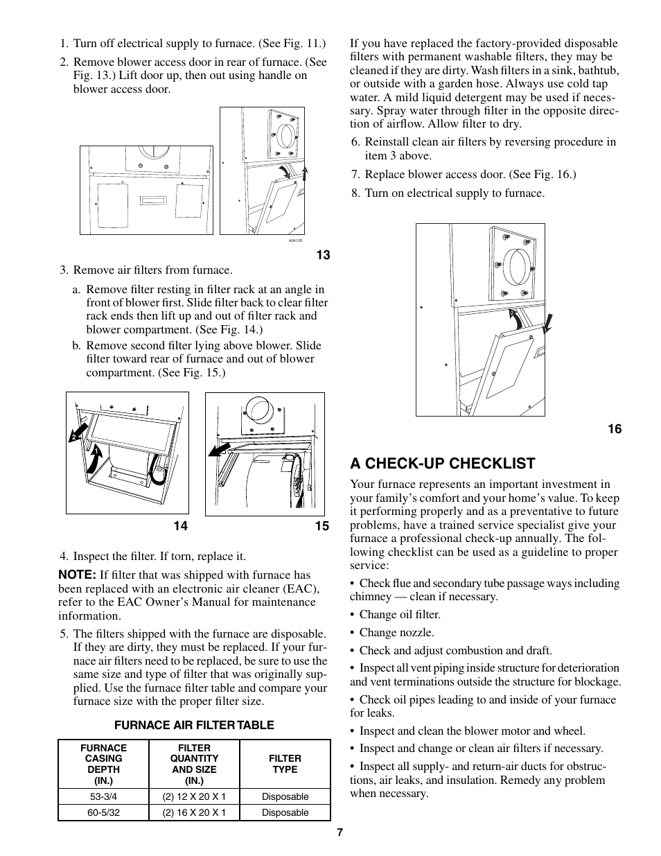A check-up checklist | Carrier 58VLR User Manual | Page 7 / 8