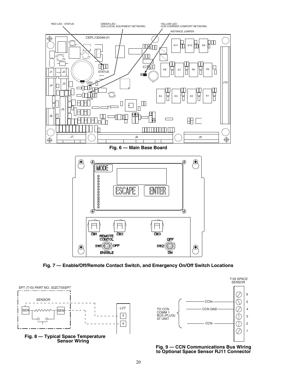 Fig. 8 — typical space temperature sensor wiring | Carrier AQUASNAP MPW015-045 User Manual | Page 20 / 80