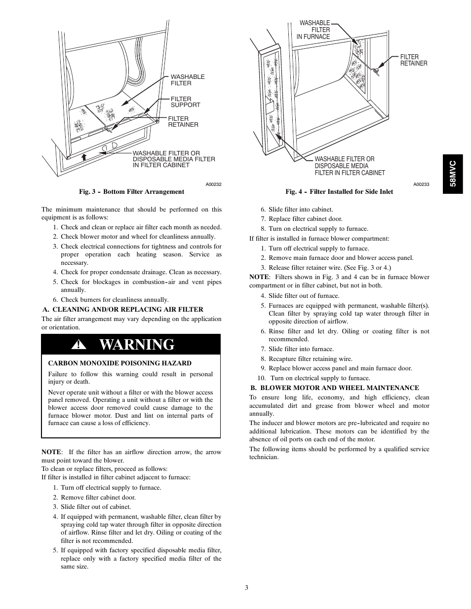 Warning | Carrier IDEALCOMFORT 58MVC User Manual | Page 3 / 20
