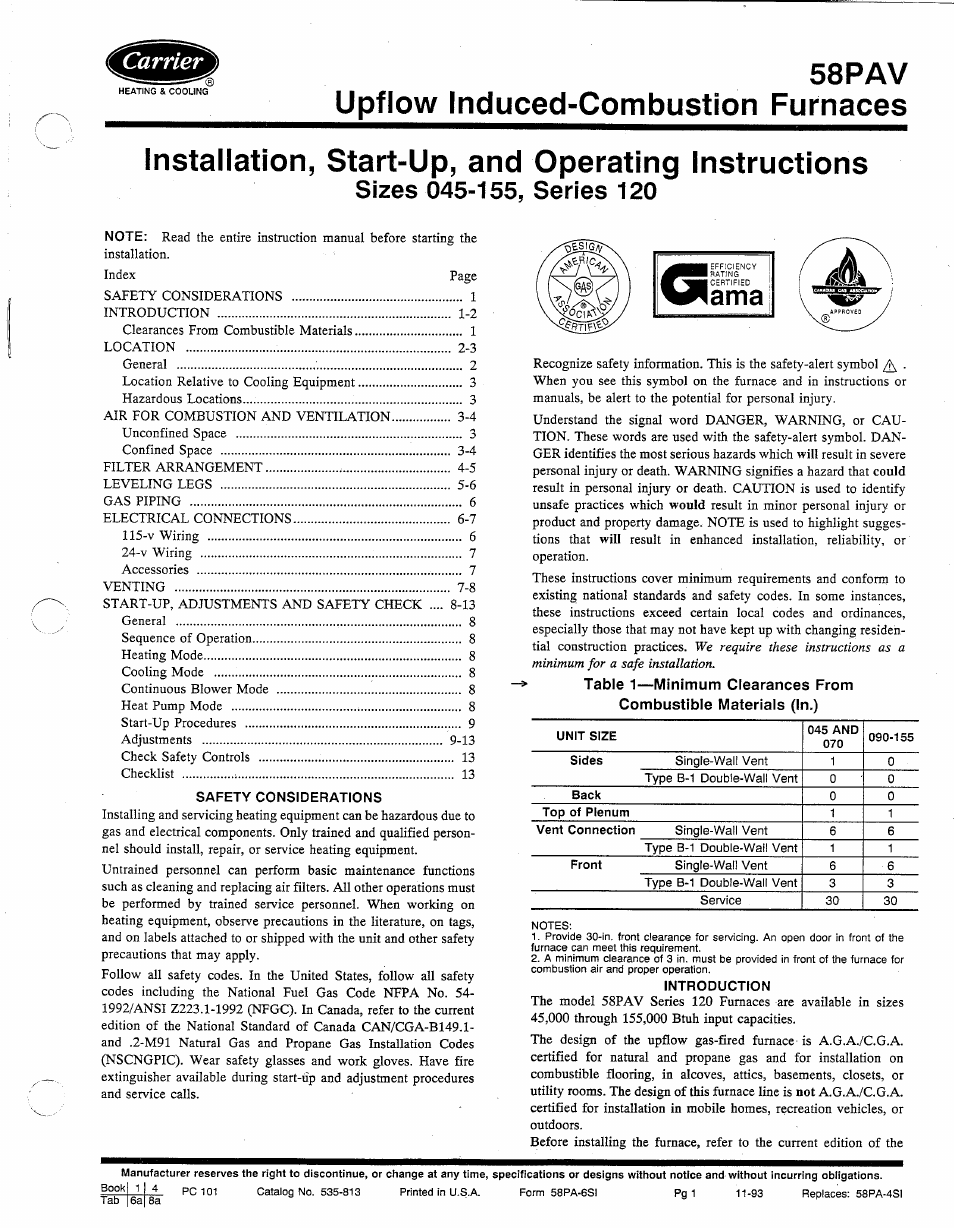 Carrier 58PAV User Manual | 14 pages