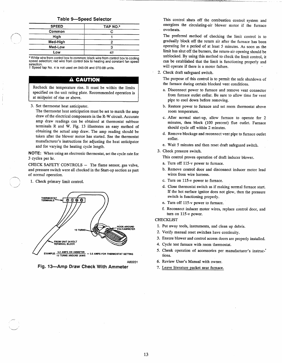 A caution | Carrier 58PAV User Manual | Page 13 / 14