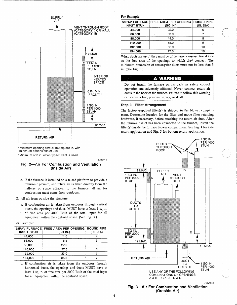 A warning | Carrier 58PAV User Manual | Page 4 / 14