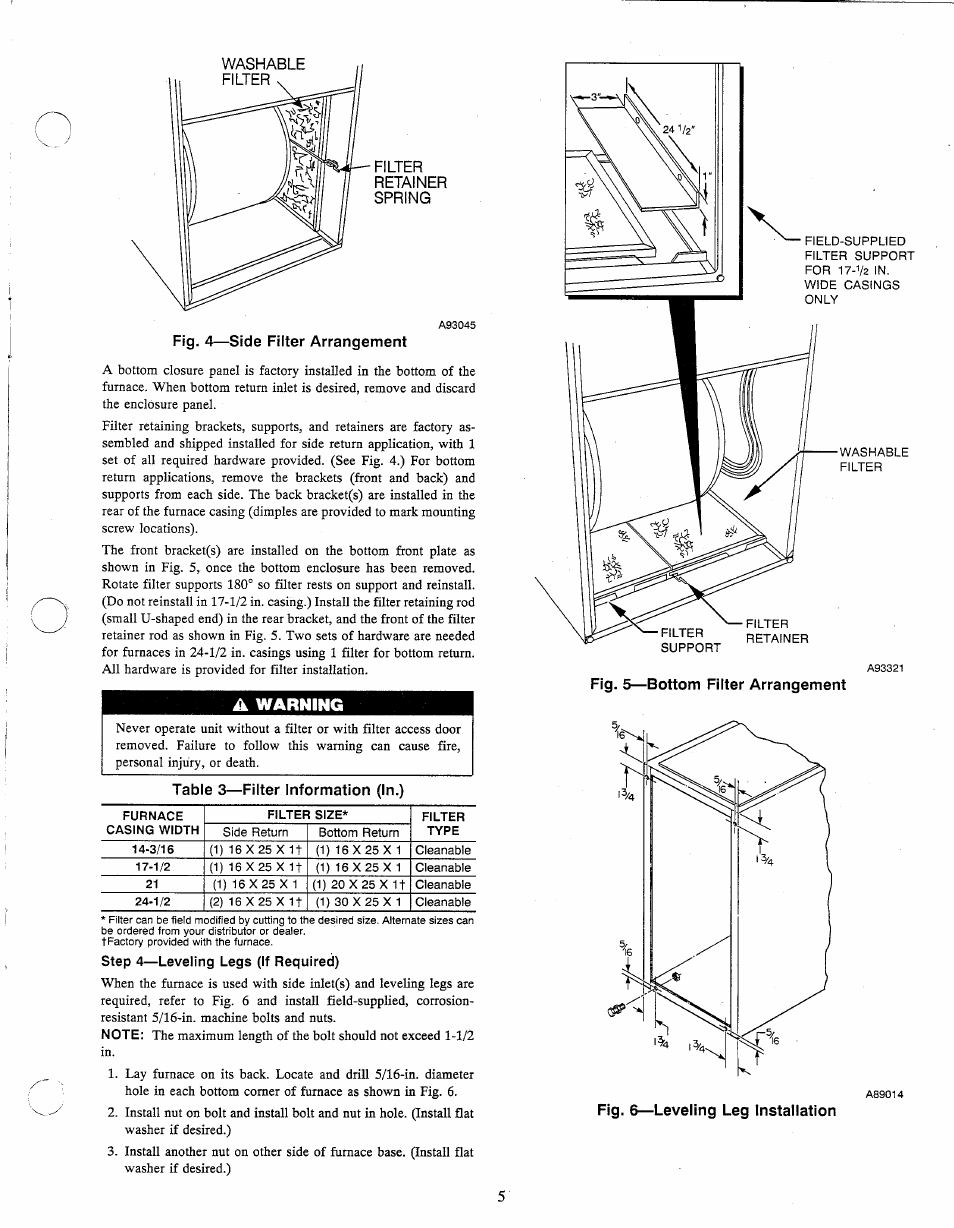 Filter, Retainer, Spring | A warning | Carrier 58PAV User Manual | Page 5 / 14