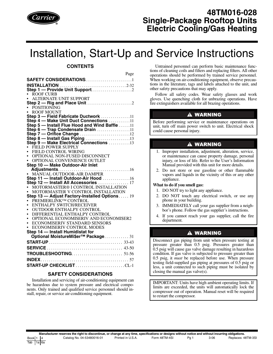 Carrier 48TM016-028 User Manual | 60 pages