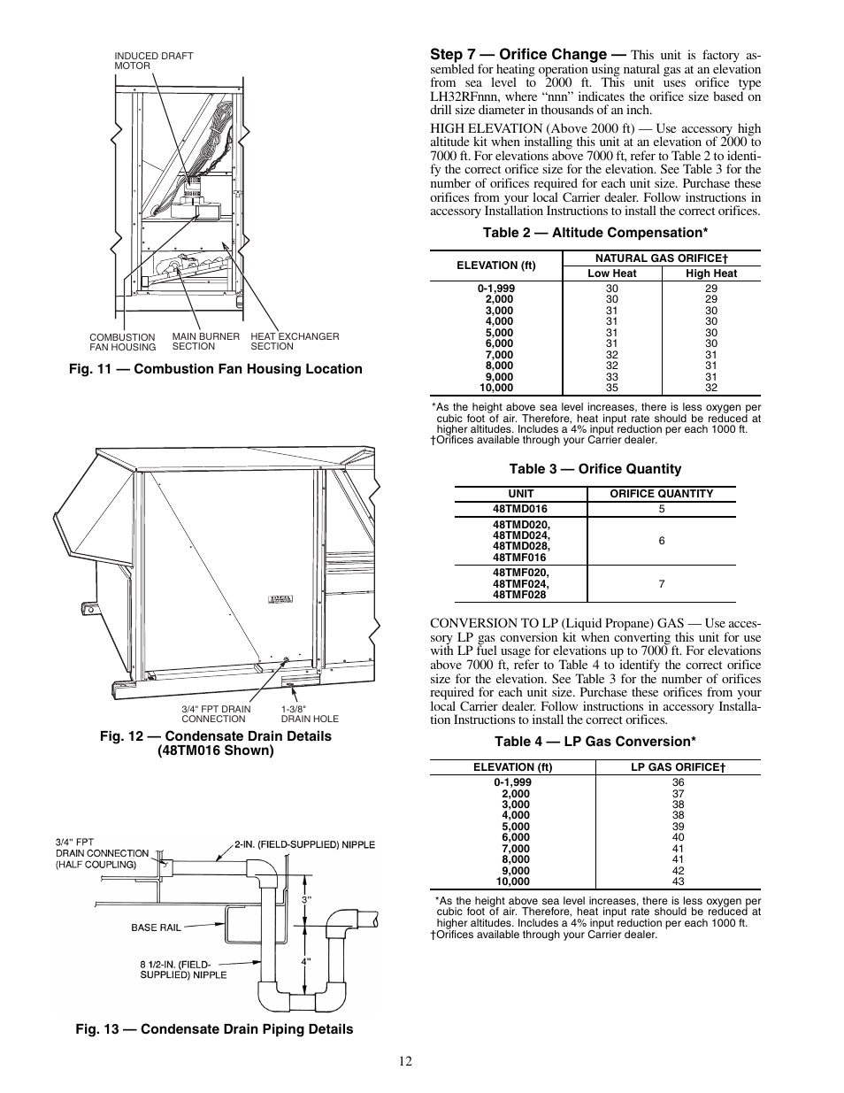 Step 7 — orifice change | Carrier 48TM016-028 User Manual | Page 12 / 60