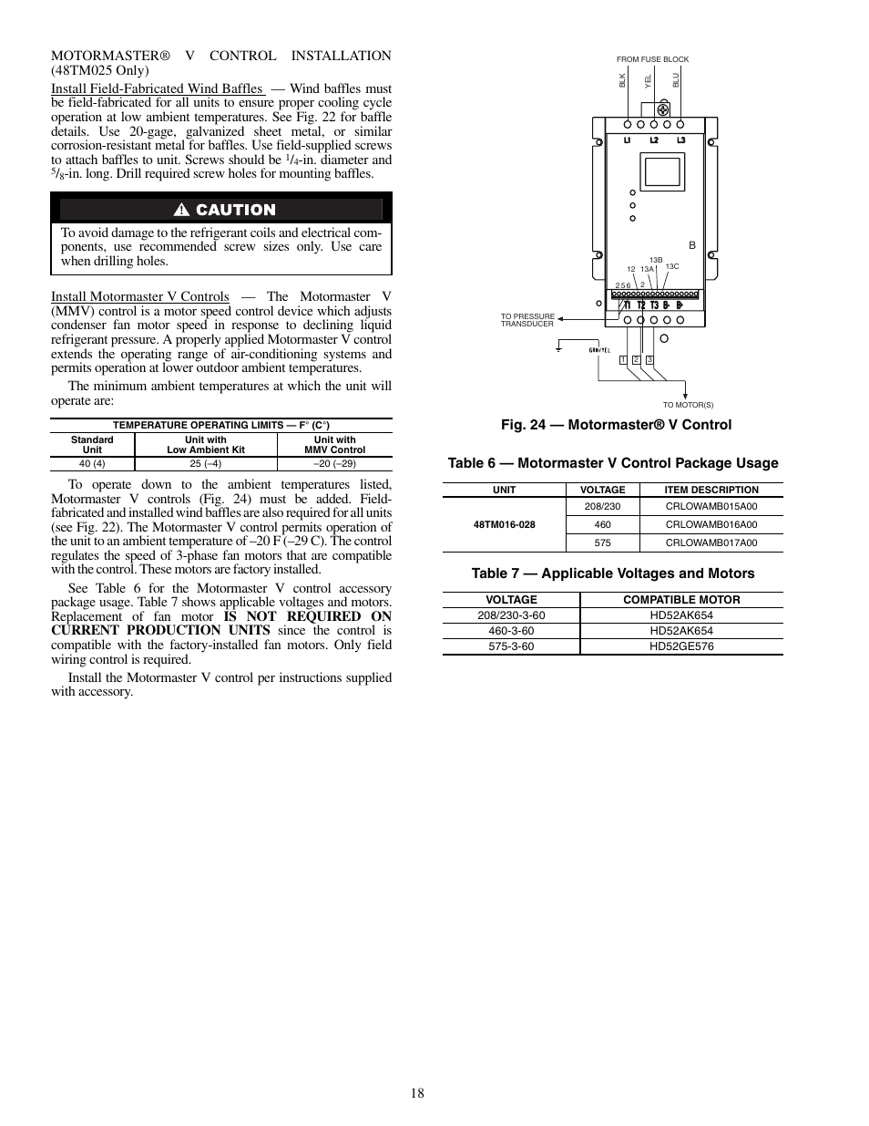 In. diameter and, Fig. 24 — motormaster® v control | Carrier 48TM016-028 User Manual | Page 18 / 60