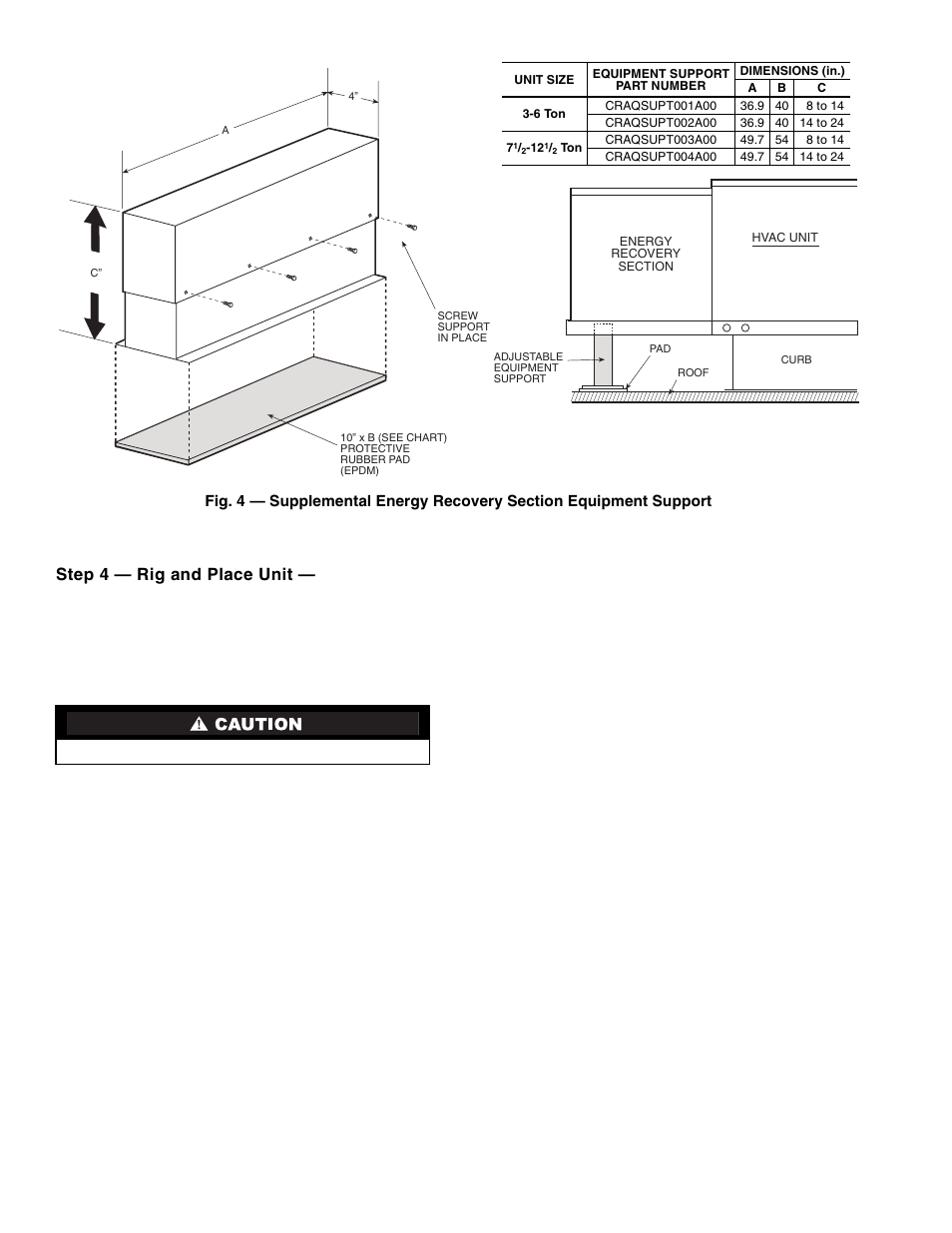 Step 4 — rig and place unit | Carrier COBRA 48/50HJ004-014 User Manual | Page 6 / 44