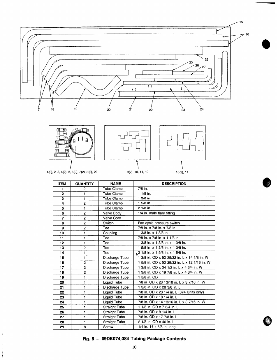 Fig. 6 - 09dk074,084 tubing package contents | Carrier 09DK054-094 User Manual | Page 10 / 35