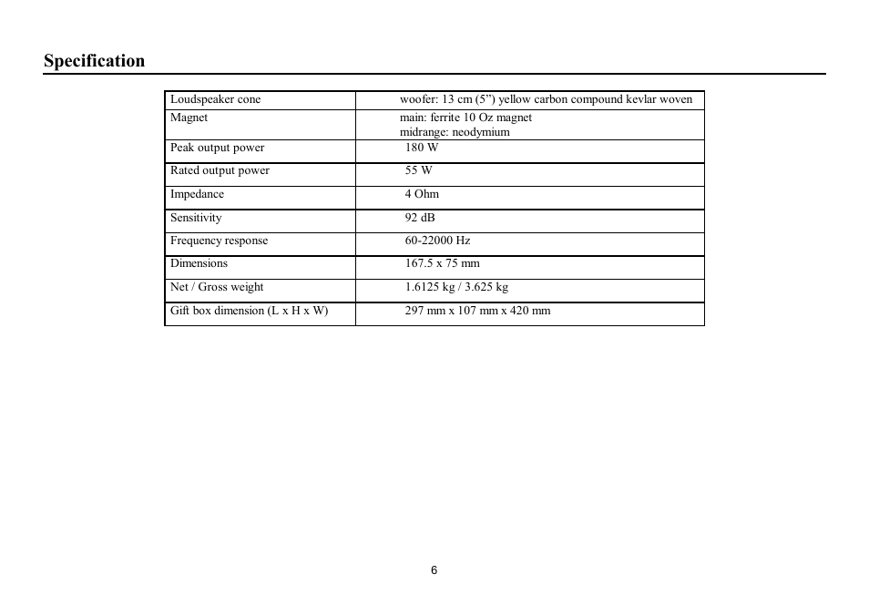 Specification | Hyundai H-CSK52 User Manual | Page 6 / 11