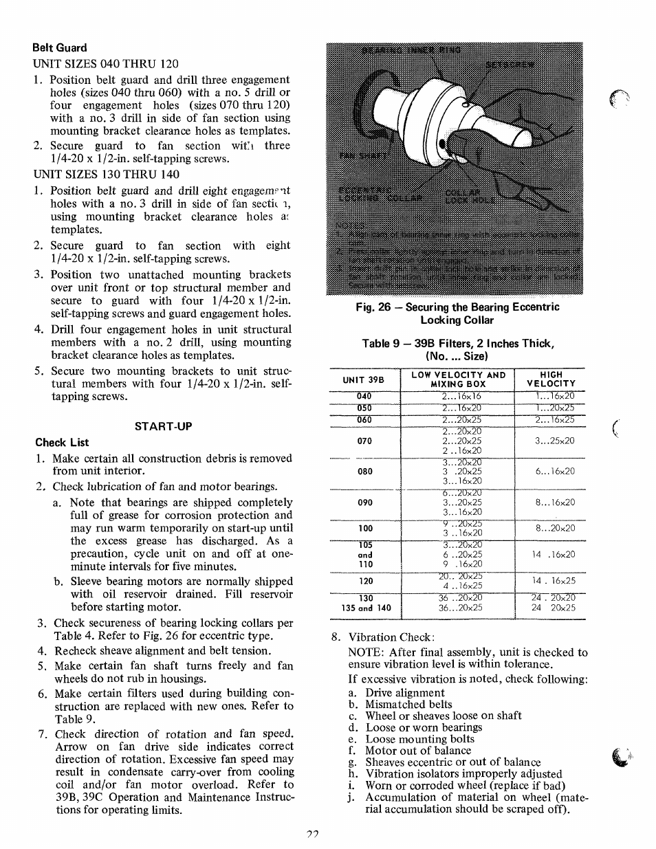 Belt guard, Start-up | Carrier 39B User Manual | Page 22 / 24