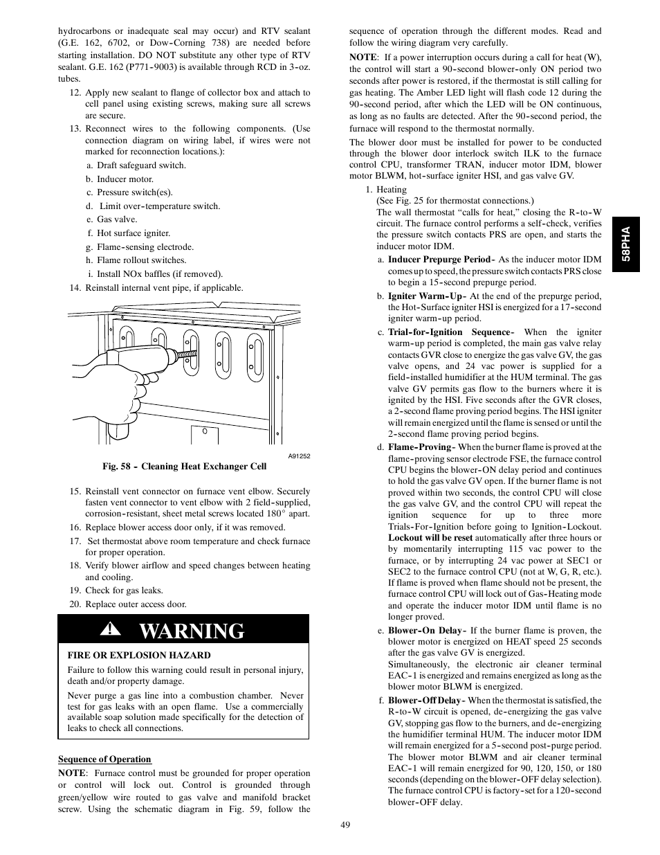 Warning | Carrier 58PHA/PHX User Manual | Page 49 / 54