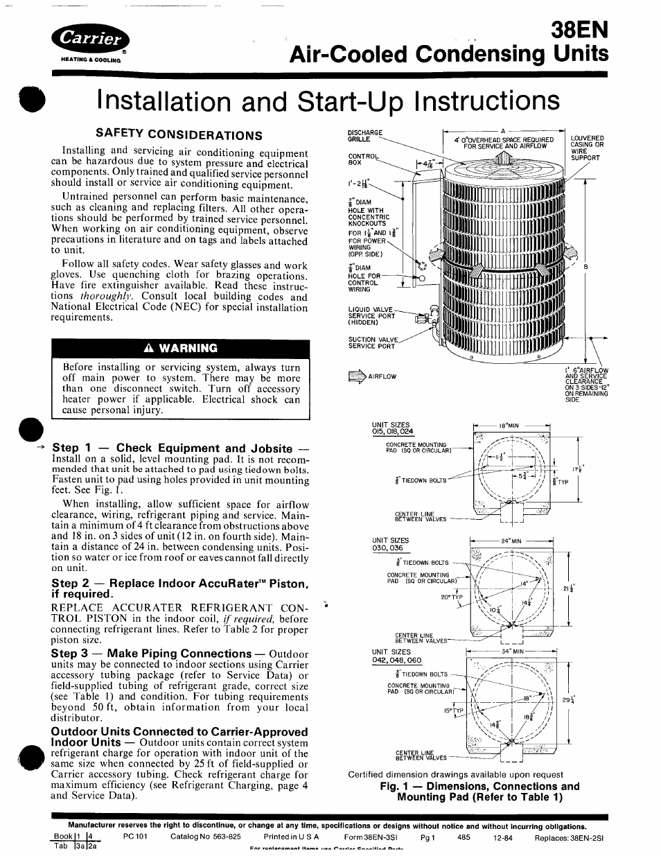 Carrier 38EN User Manual | 6 pages