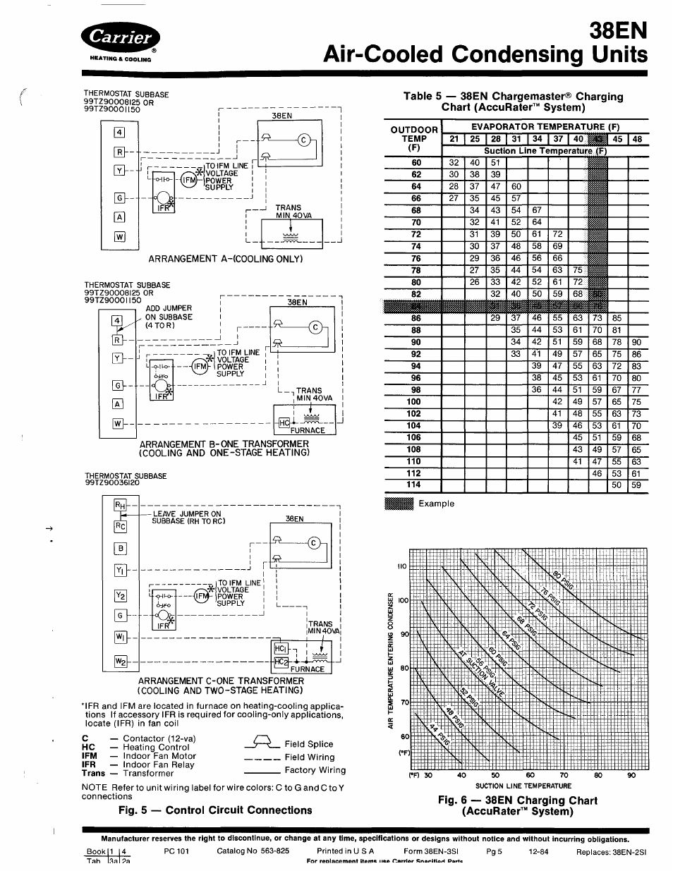 Fig. 5 — control circuit connections, 38en air-cooled condensing units | Carrier 38EN User Manual | Page 5 / 6