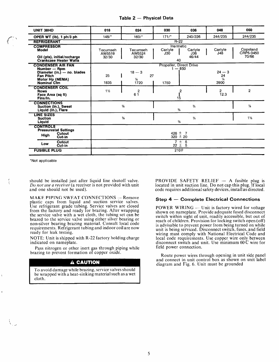 A caution, Step 4 — complete electrical connections, Caution | Carrier 38HD User Manual | Page 5 / 12